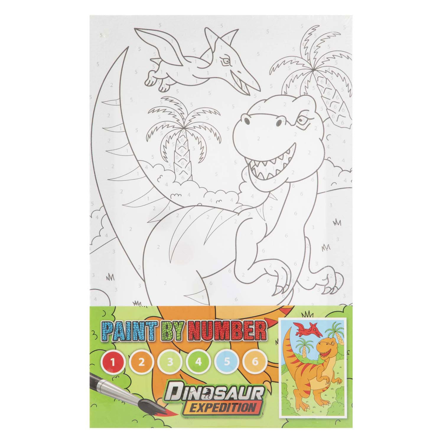 Creatieve ambachtsgroep dino schilderen op nummer verfset
