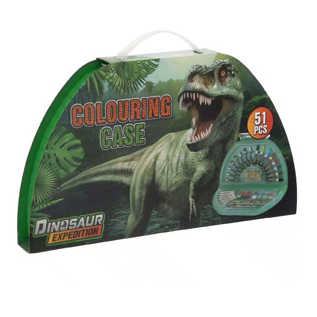 Creatieve knutselgroep dino kleurkoffer, 51dlg.