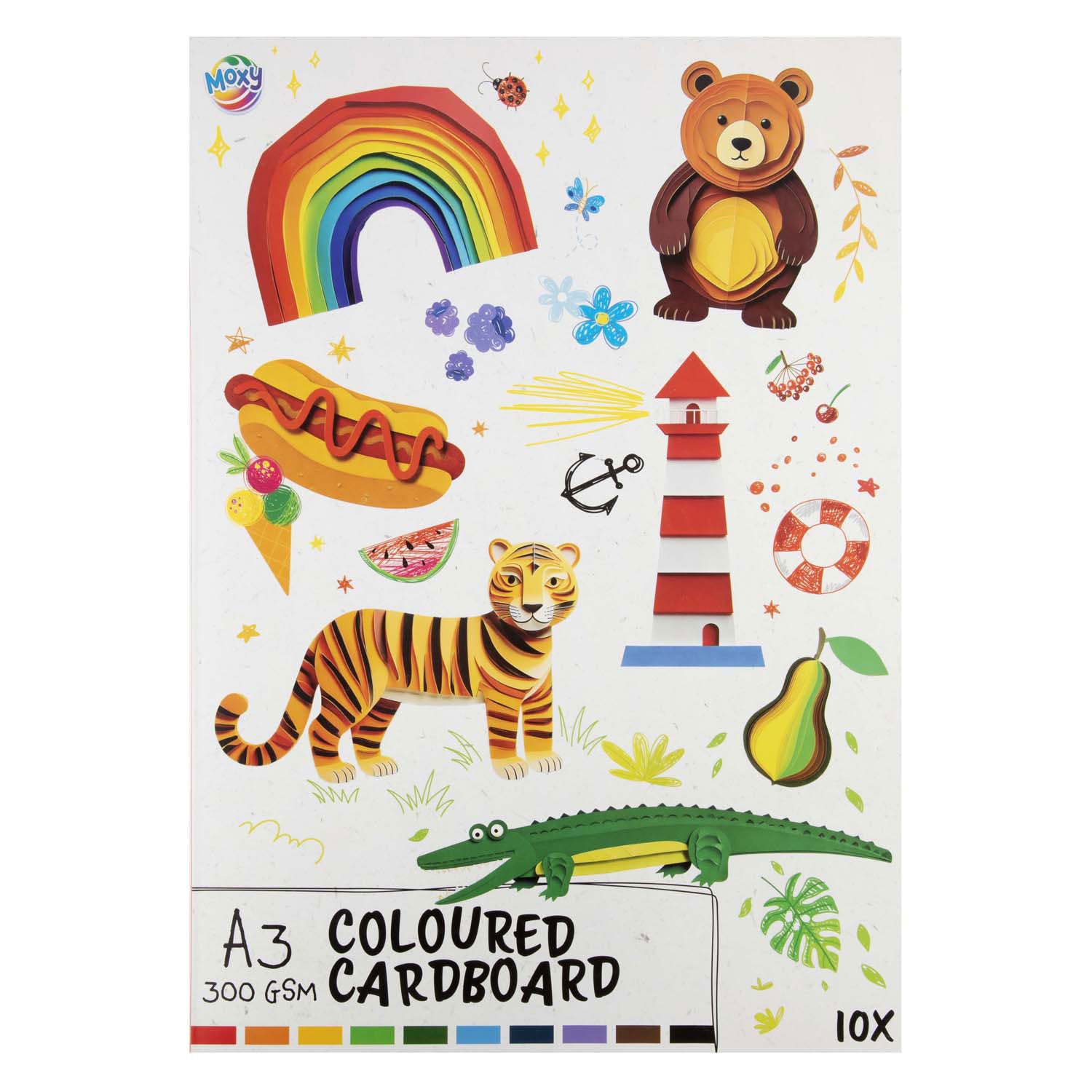 Creatieve hobbygroep gekleurd karton a3, 10 afgesloten - 10 kleuren, 300 gsm