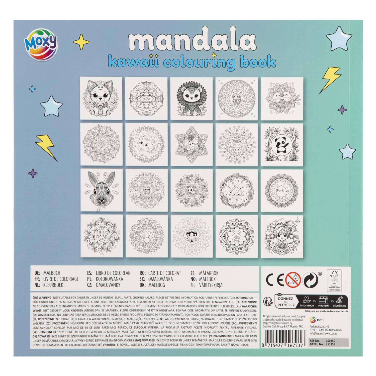 Moxy kleurboek mandala kawaii 20p