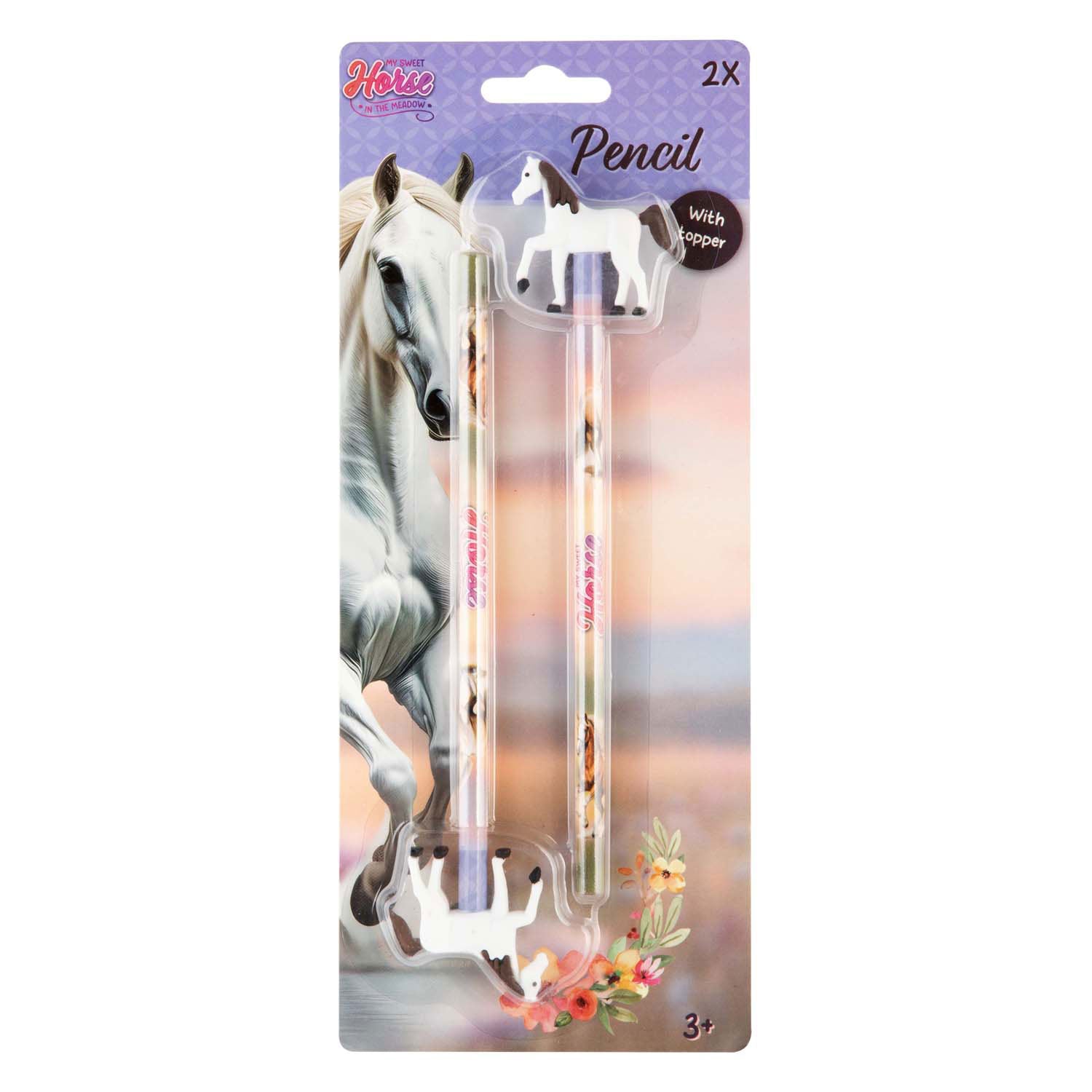 Creative craft group paarden potloden met topper - 2st.