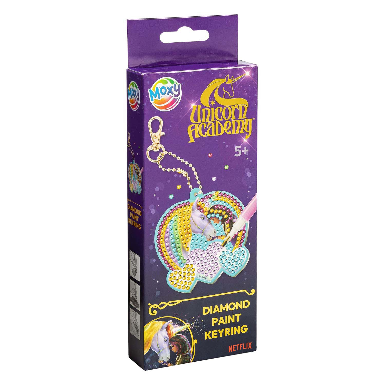 Moxy unicorn academy diamond painting sleutelhanger - 20,5x7,5 cm
