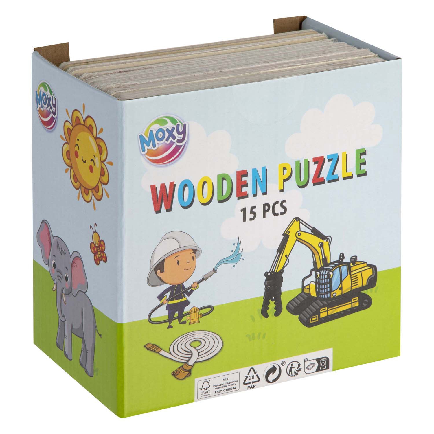 Moxy houten puzzel 9 stukjes 15x15cm