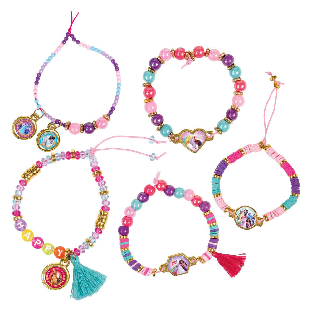 Totum unicorn academy kralen set 1500-delig armbandjes maken - creatief speelgoed vanaf 3 jaar - bedel armbandjes met goudkleurige letter- en speciale kralen