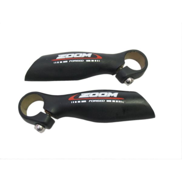 Zoom Handvat bar-end - Anatomische vorm - 1 set (2 bar-ends) - 22,2 mm doorsnede - Aluminium - 138 gr paar - Zwart