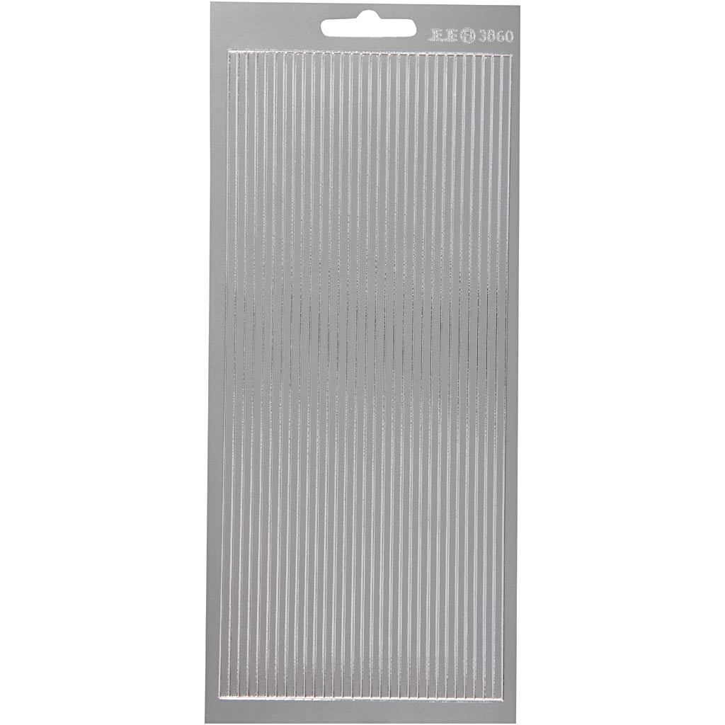 Stickers, randen, vel 10x23 cm, zilver, 1 vel