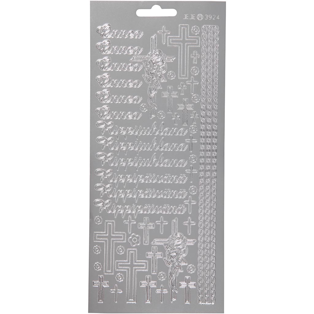 Stickers, onnea rippyhlana, vel 10x23 cm, zilver, 1 vel