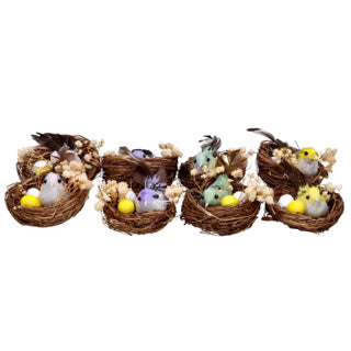 Vogelnestjes 2 in doos 4 assorti kleur pasen