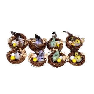 Vogelnestjes 2 in doos 4 assorti kleur pasen