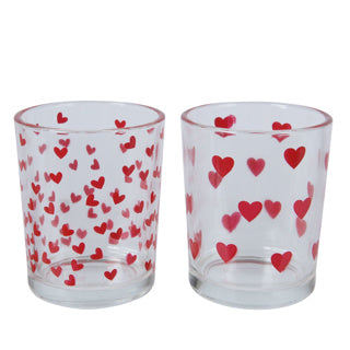 Delichthouder glas hartjes 2 assorti