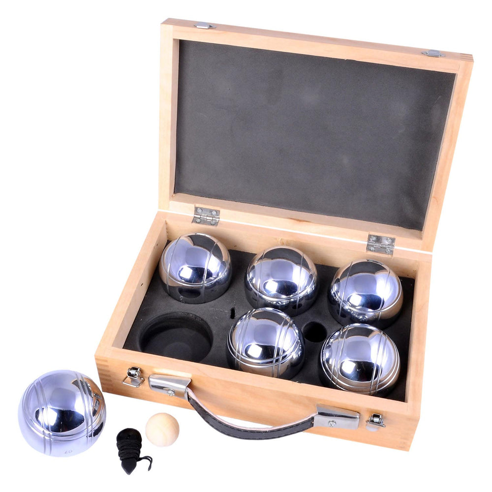 Engelhart metalen jeu de boules - 6 ballen in houten kist - luxe set - pétanque - boules - metalen ballen - geschikt voor elke jeu de boules baan - longfield