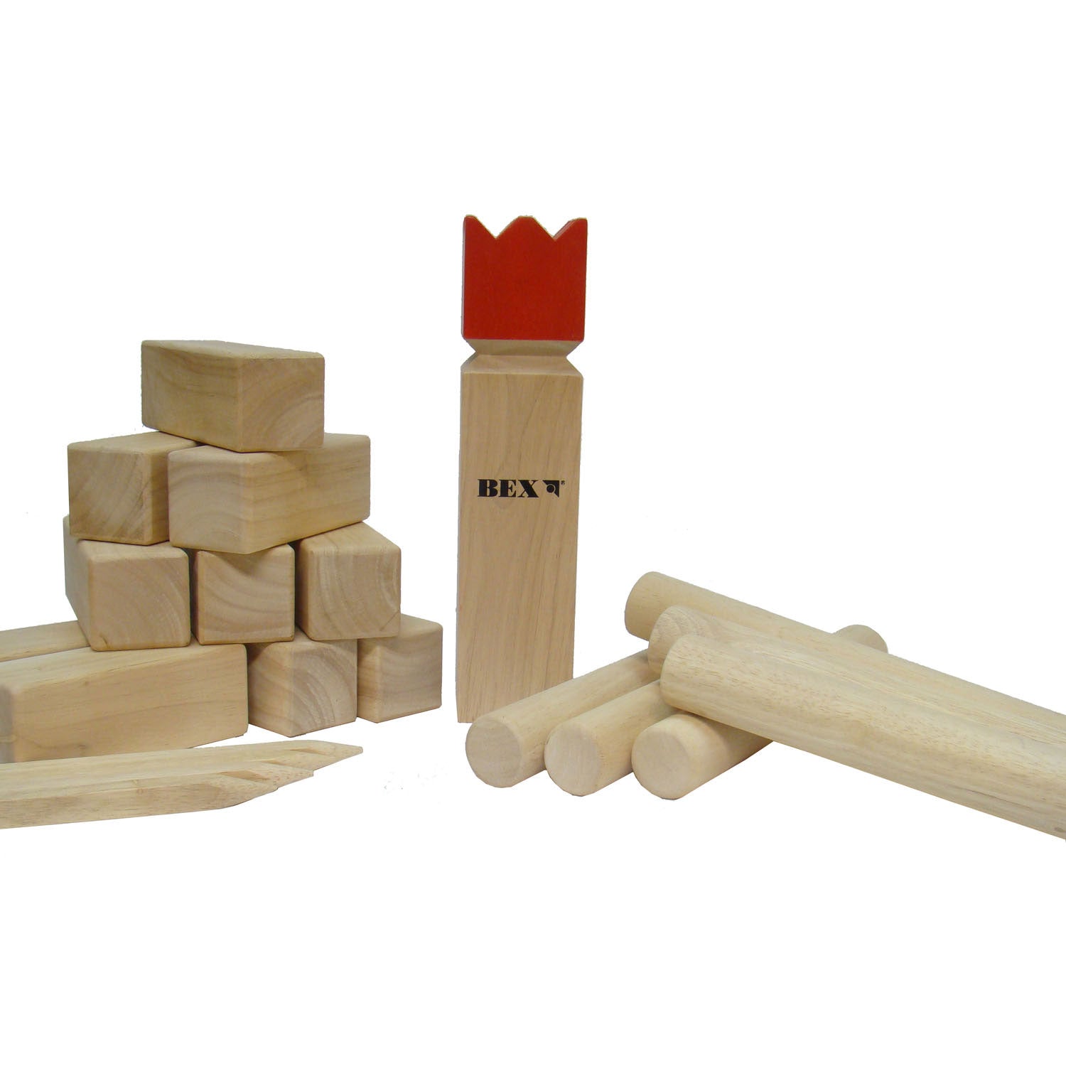 Kubb origineel rubberhout met rode koning