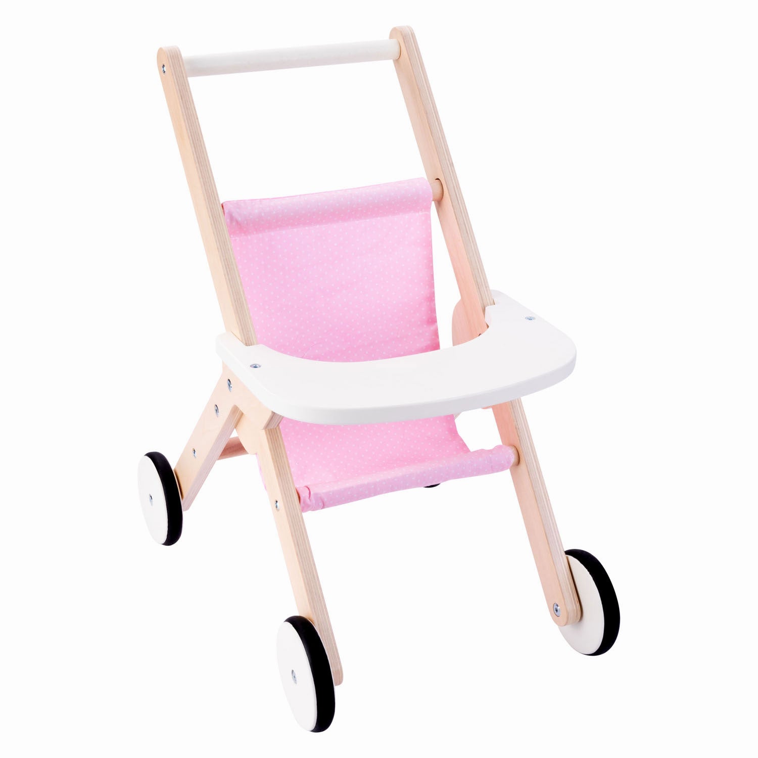 Engelhart poppenwandelwagen – houten poppenwagen – roze – 45 x 33 x 50 cm – poppenwagen voor kinderen – rollenspel speelgoed –