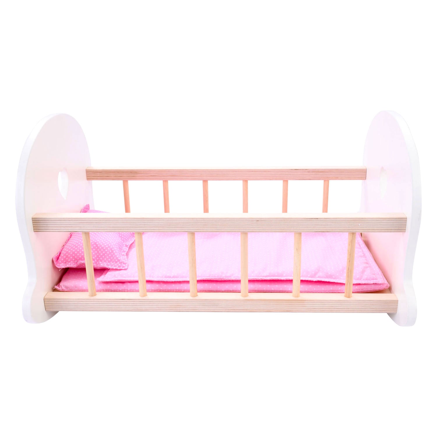 Angel toys poppenbedje schommelwieg, roze wit