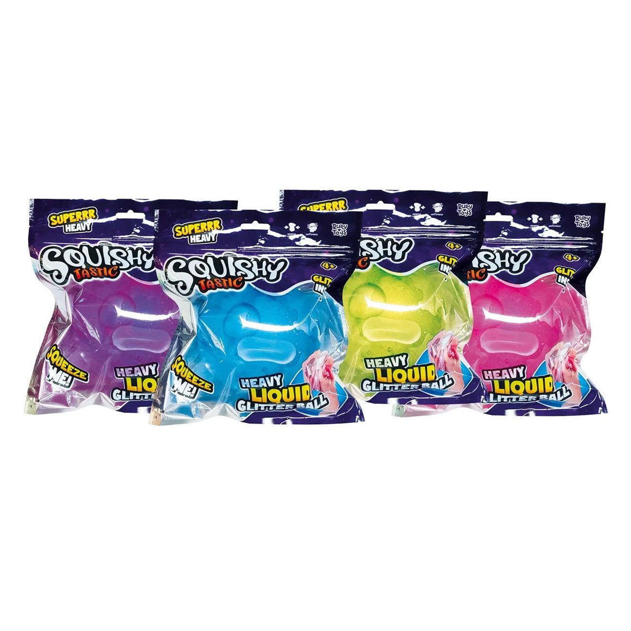 Squishy tastic superzware glitterbal, 12cm