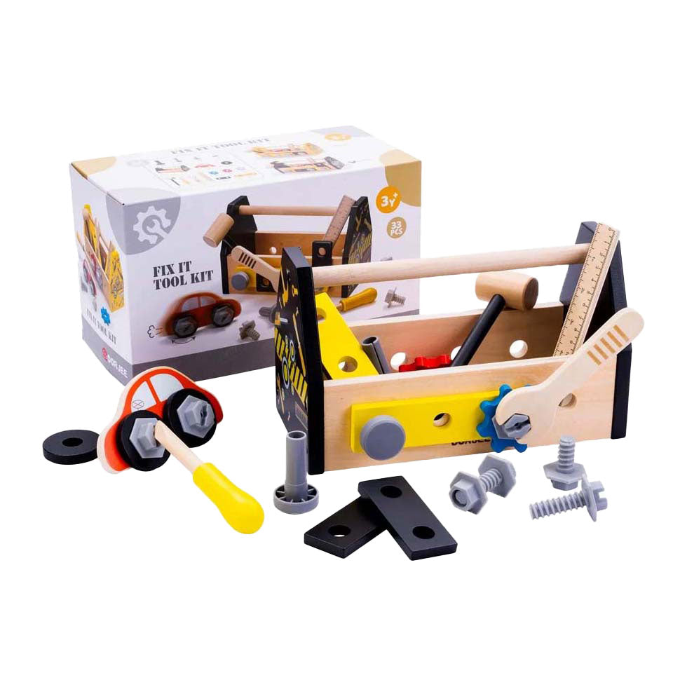 Dorjee Gereedschapskist 33-delig Junior Hout Zwart