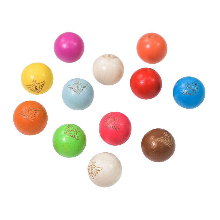 Engelhart jeu de boules houten buts set – 12 stuks fluor naturel – ø30 mm – pétanque – longfield