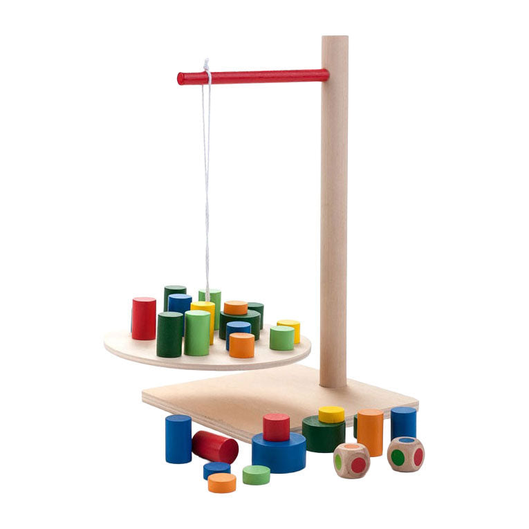 Houten balans weegschaal spel
