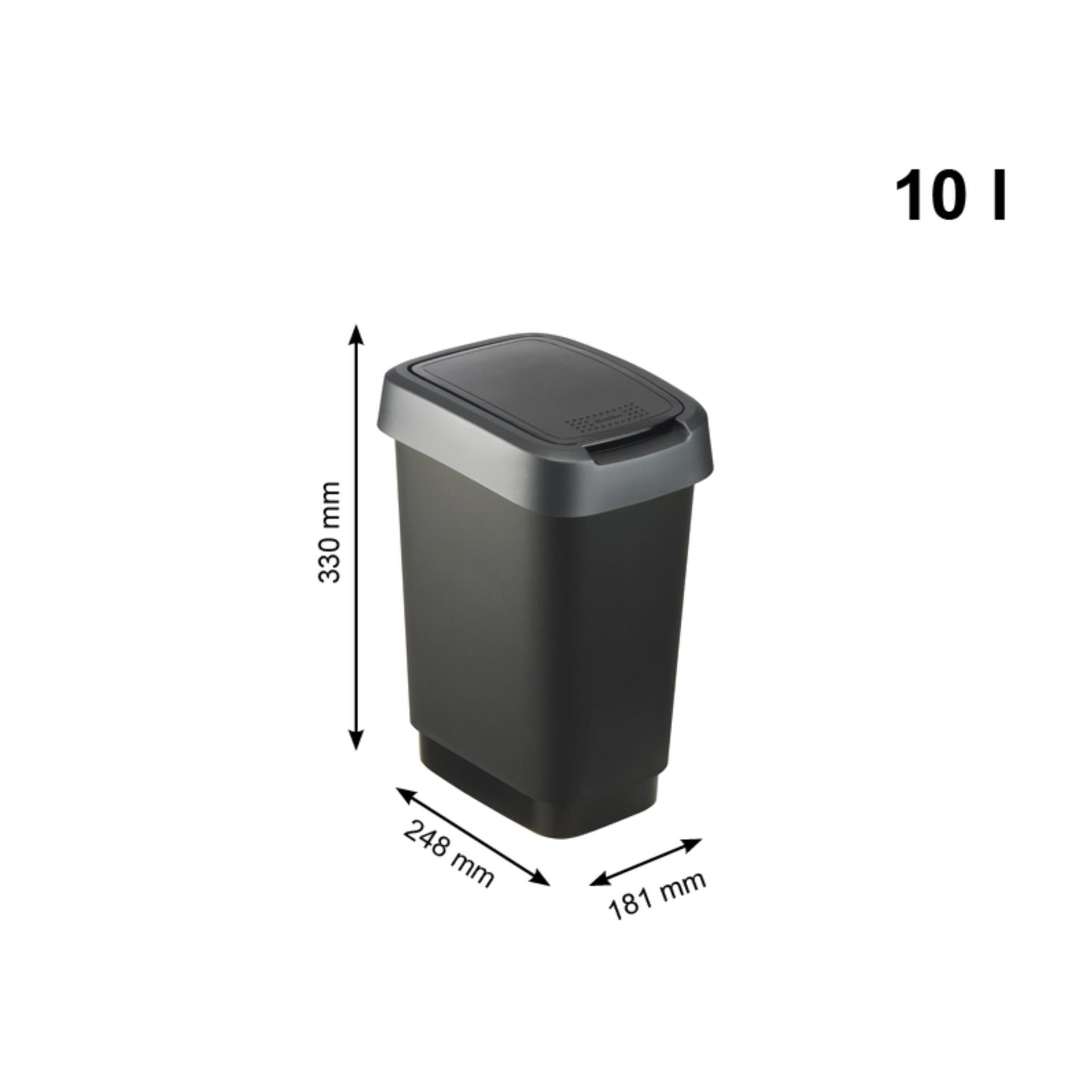 Rotho twist afvalbak 10l dark silver 248x181x330mm