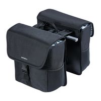BASIL GO-DOUBLE BAG MIK, dubbele fietstas, zwart, 32L, geschikt voor MIK systeemdragers dragerplaten