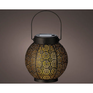 Solarlantaarn metaal zwart goud 14 cm doorsnee