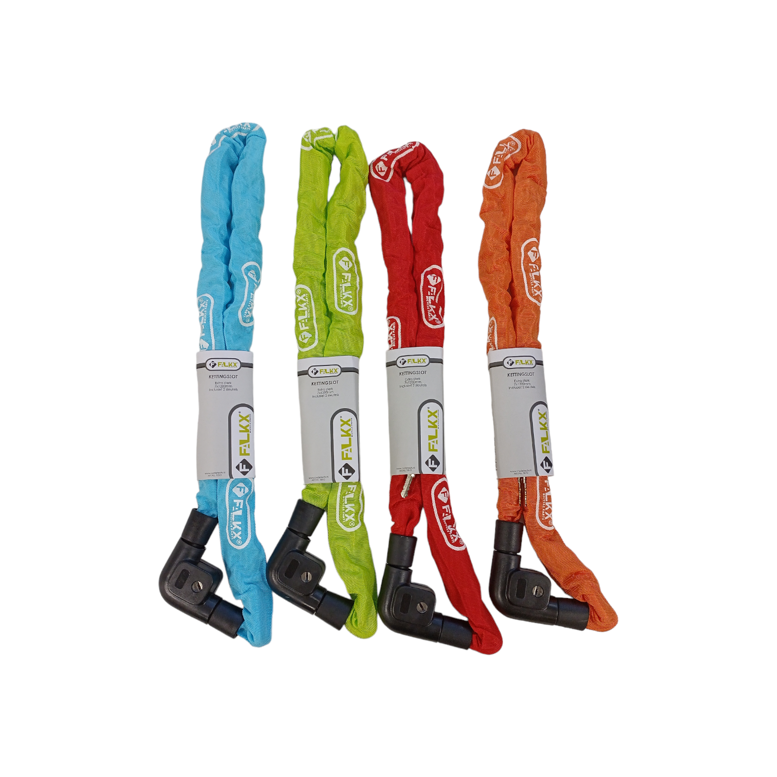 Antivol chaîne FALKX 7x1200. Chaîne en O imitation acier, couleurs assorties
