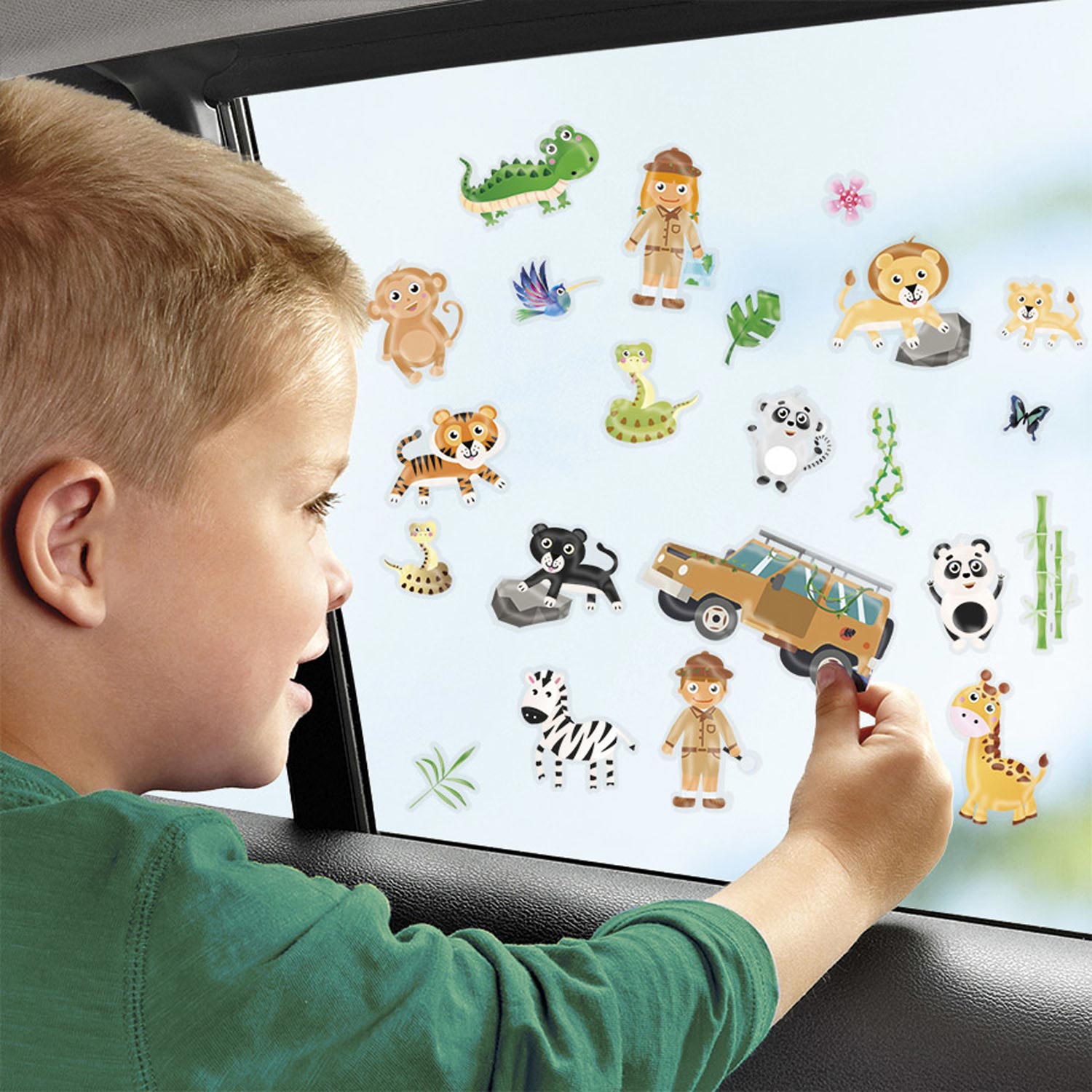 Totum wildlife window stickers wild animals - jungle zoo - educational toy junior from 3 years - repositionable non-permanent stickers - stickering at home and on the go