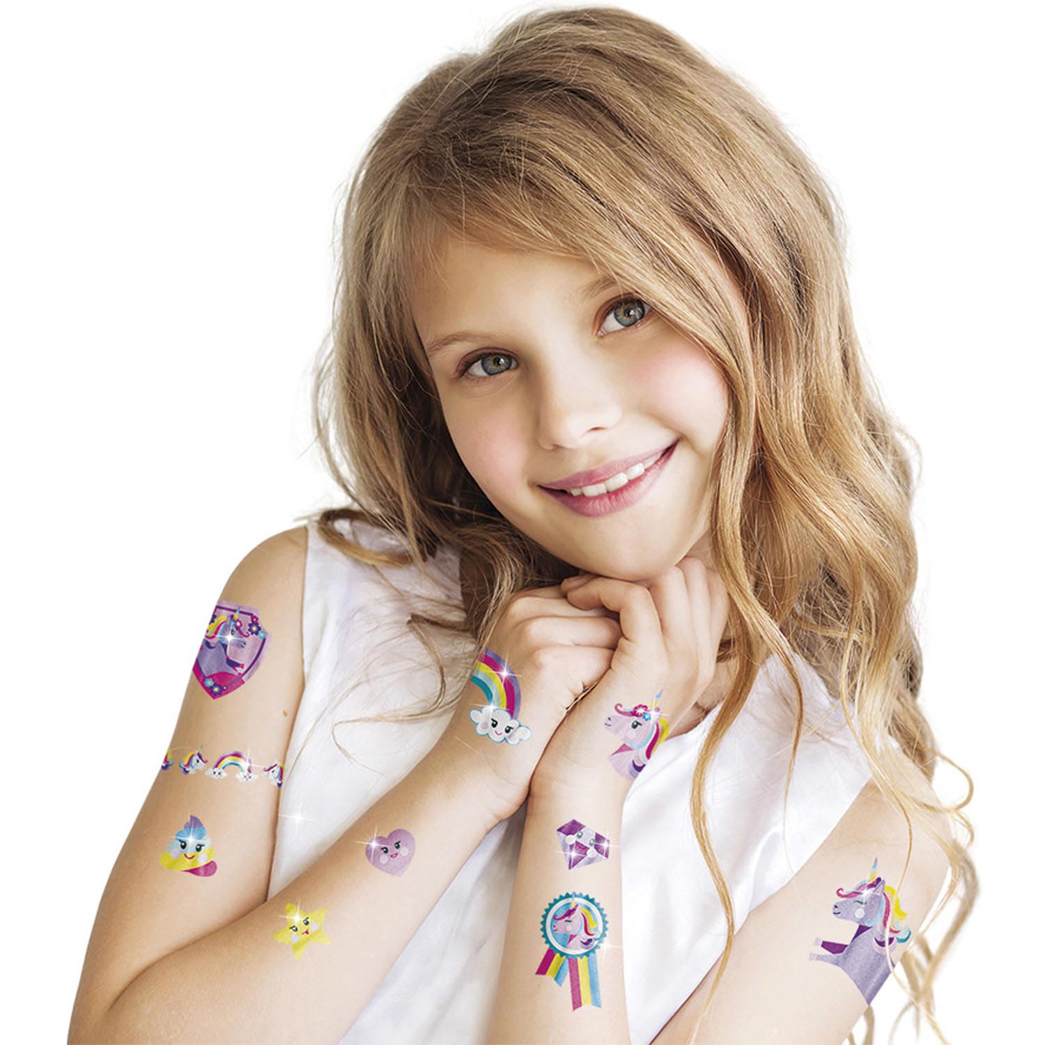 Totum unicorn tattoo 40 stuks kindertattoo metallic - kids make-up verkleed en feest en verkleedaccessoires