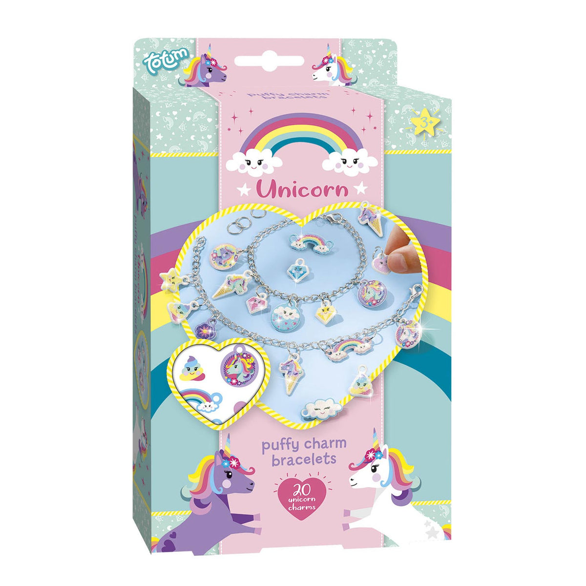 Totum unicorn - puffy charm bracelets