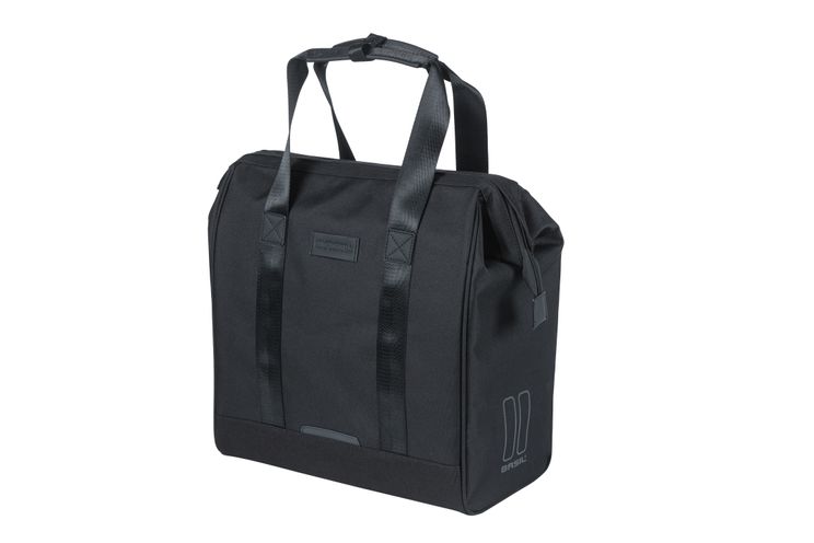 Basil tas grand fietsshopper zwart | mik hooks | 23l