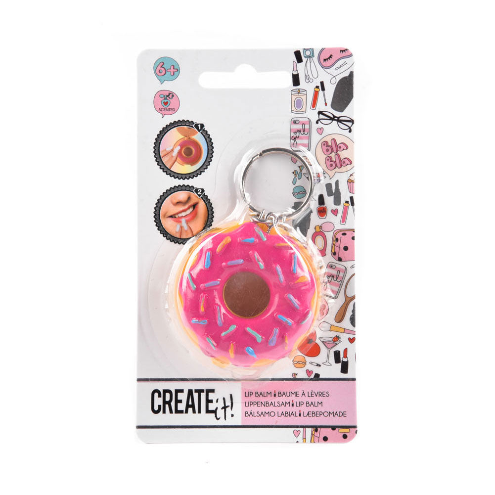Creëer het! beauty sleutelhanger donut met lippenbalsem