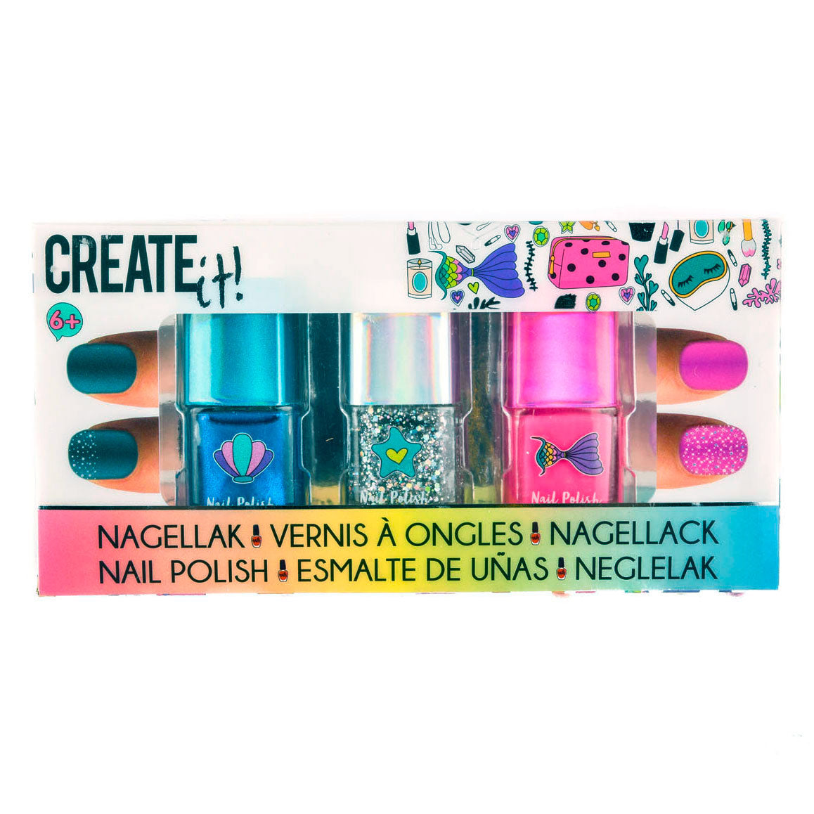 Maak het zelf! beauty nagellak glitter, 3st.