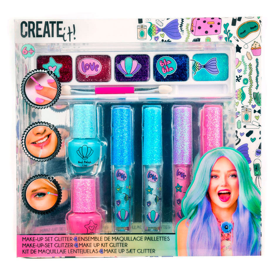 Maak het zelf! Beauty Make-up Set Glitter, 7dlg.