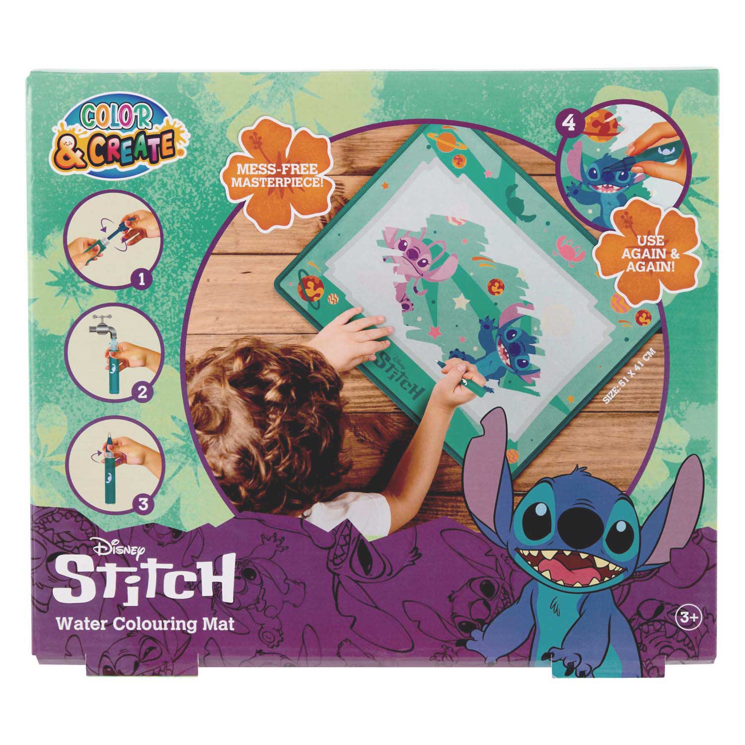 Disney stitch waterkleuren speelmat, 51x41cm