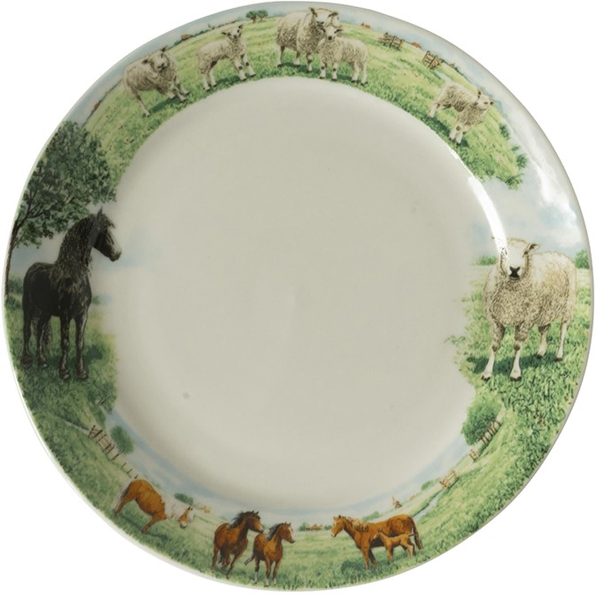 Wiebe van der zee wiebe's farm bord paard schaap ø18cm doos a 6 stuks porselein