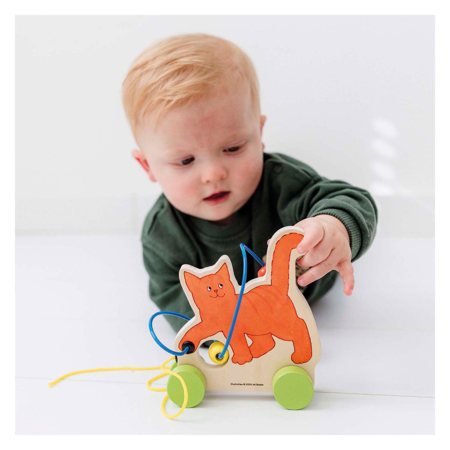 Bambolino toys dikkie dik houten trekfiguur met motoriekspiraal