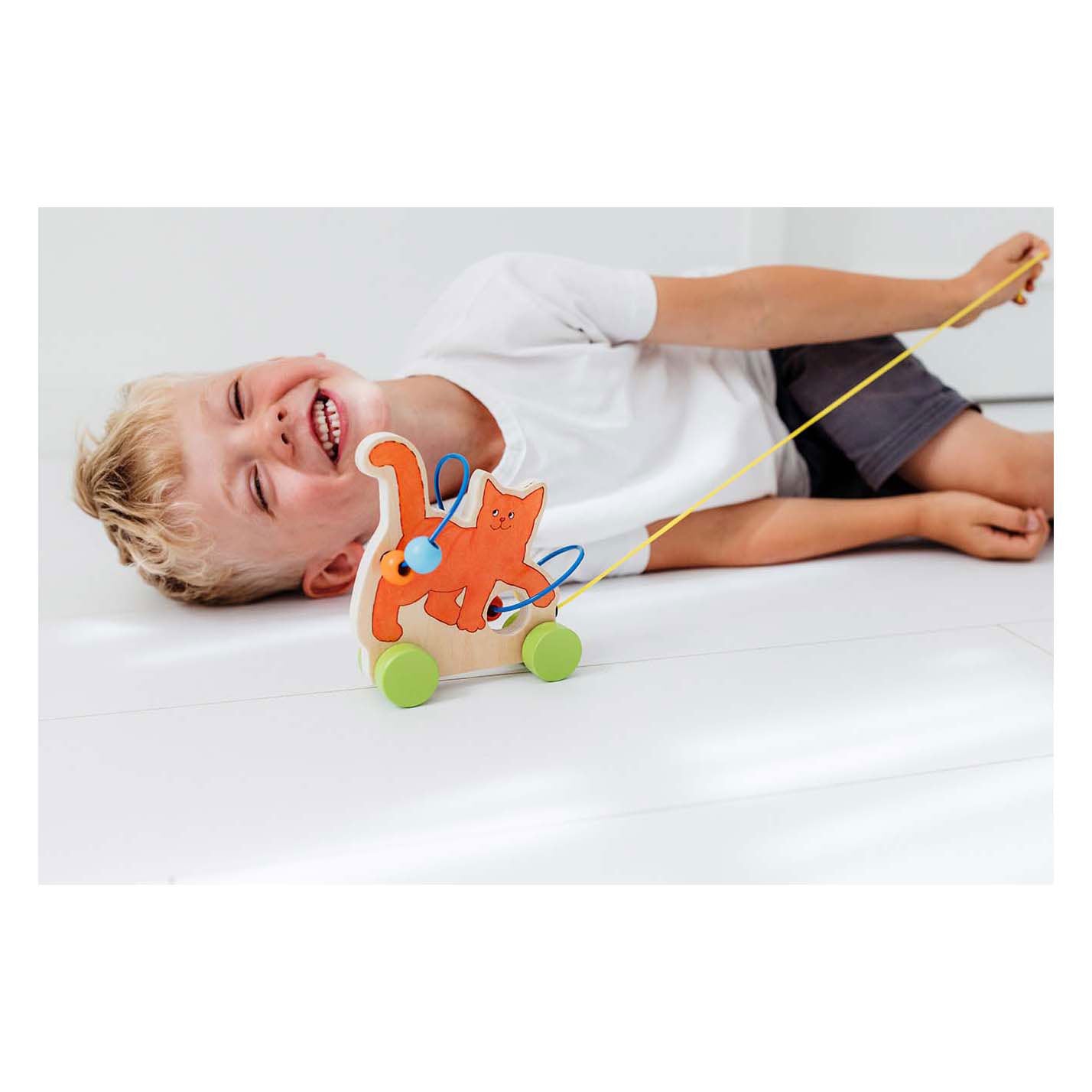 Bambolino toys dikkie dik houten trekfiguur met motoriekspiraal