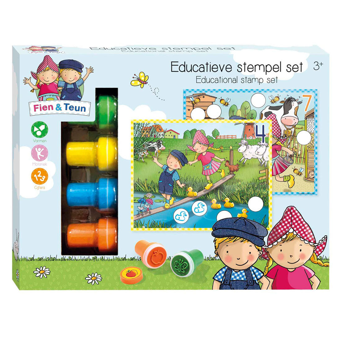 Bambolino speelgoed fien en teun educatieve stempelset 14-delig