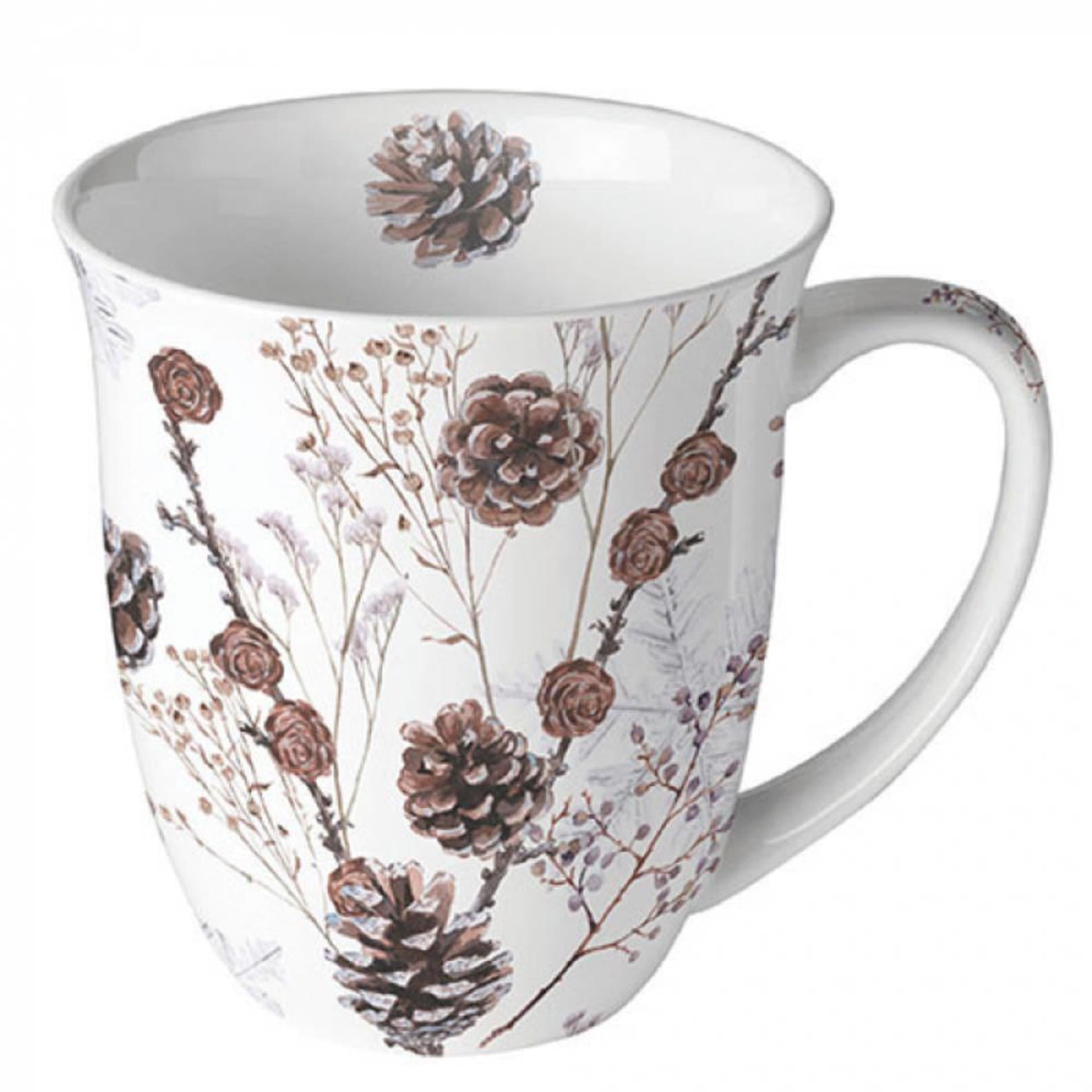 Ambiente mok 400ml pine cones wit