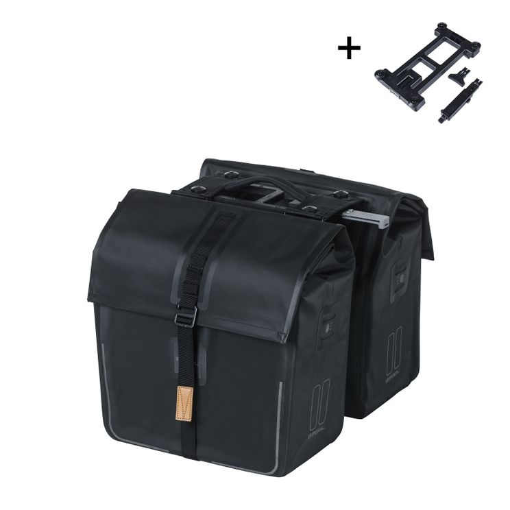 Basil tas urban dry mik 2.0 dubbel matzwart | 50l