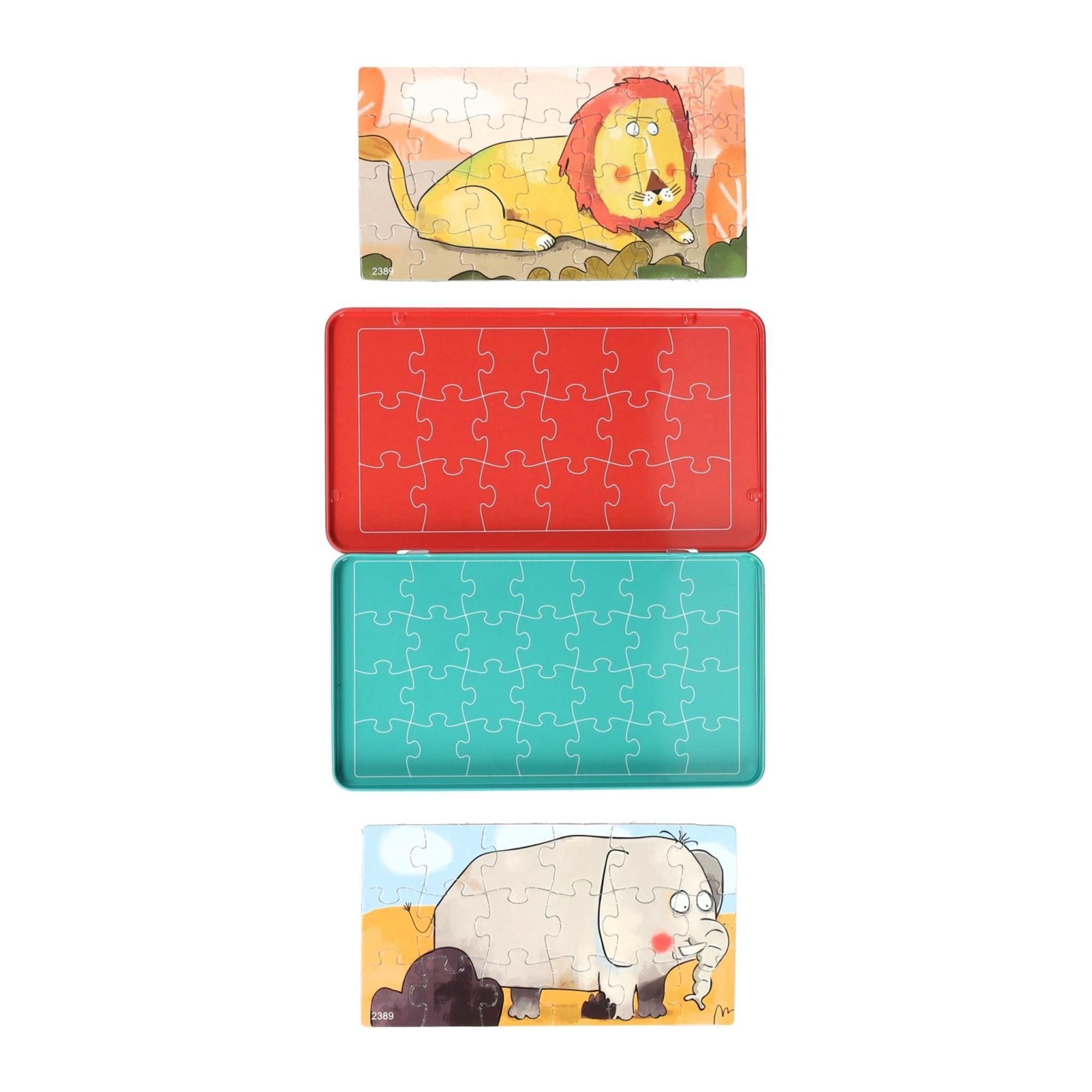 Intro reisspel in blik 18x10cm - dierenpuzzels