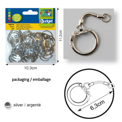 Vaessen creative • sleutelhanger 63mm zilver 15pcs