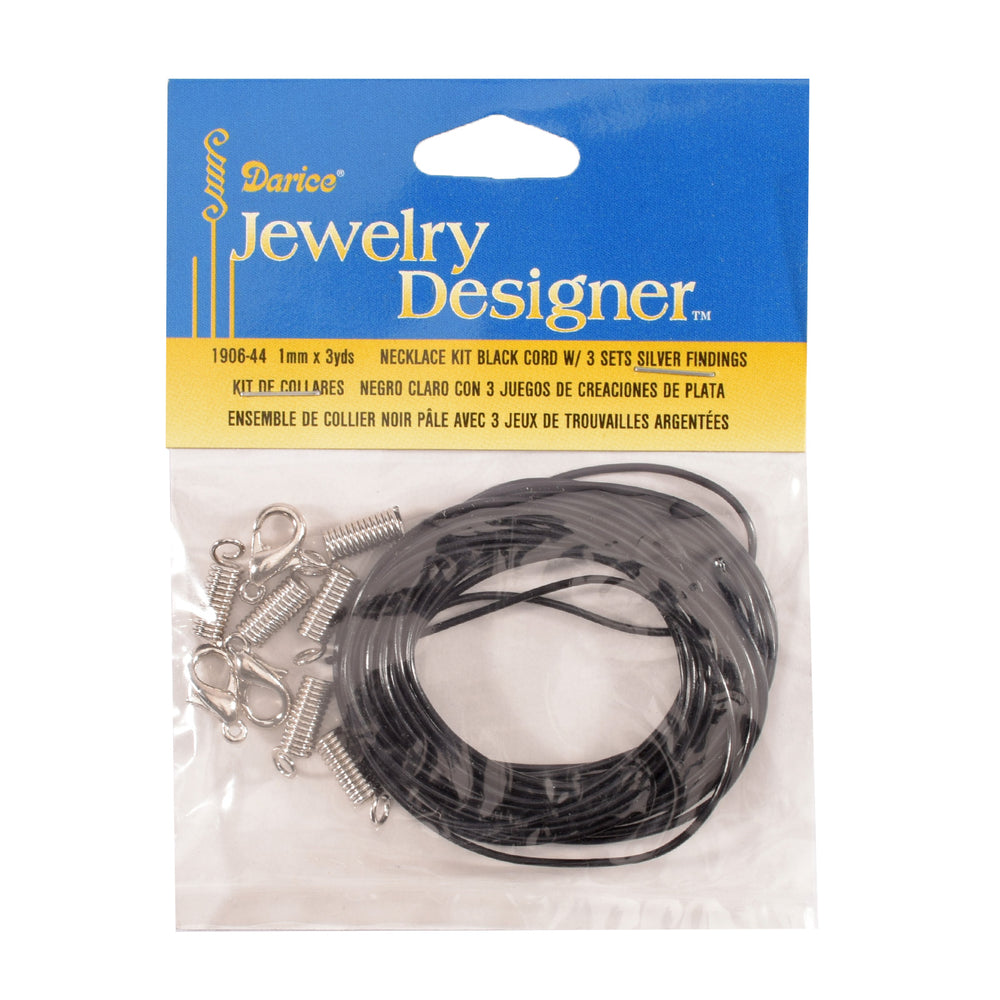 Darice • chain black+clasp 1mm 2.7m.