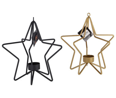 Kaemingk theelichthouder ijzer ster 2 assorti hoogte 22 cm