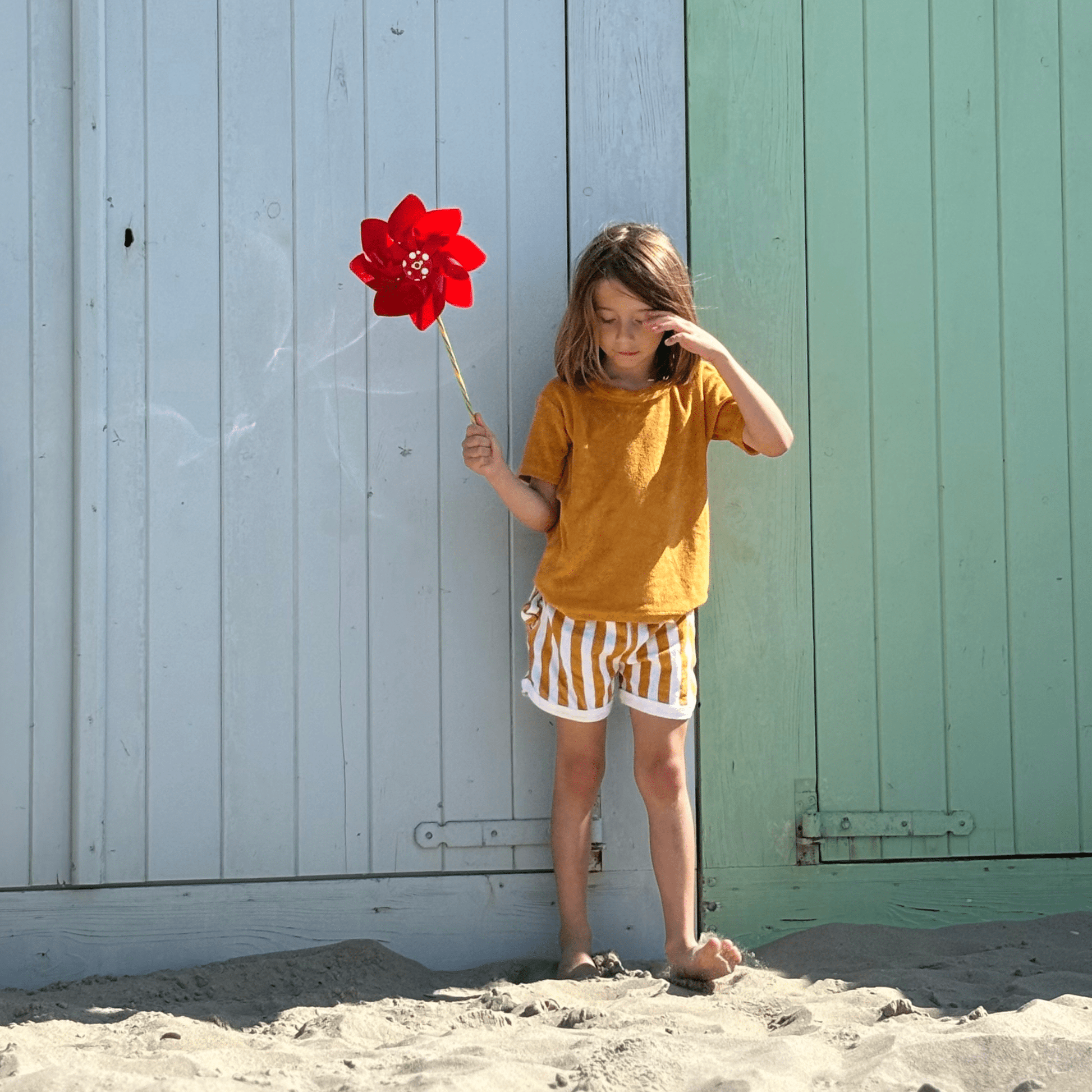 Stroom | geel wit jongensset strand – badstof