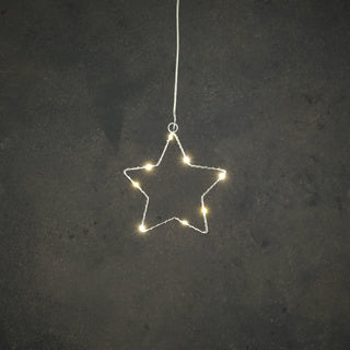 Ster zilver warm wit 8led op batterijen - d15cm