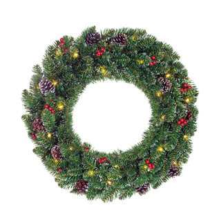 Edelman creston krans led werk op batterijen groen 30l tips 142 - d60cm