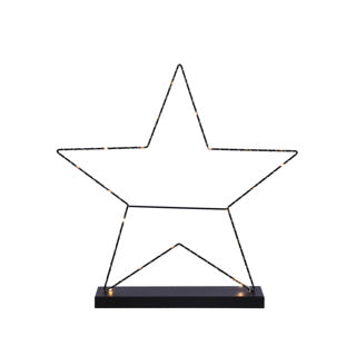 Decoratie ster zwart 25 led werkt op batterijen b9xd55cm
