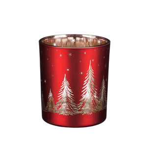 Theelichthouder glas rood - h10xd8,5cm