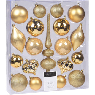 Kerst hangdecoratie set 19st goud